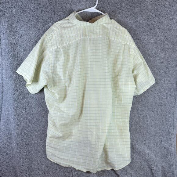 Lacoste Shirt Mens 45 Yellow Plaid Button Down Short Sleeve Alligator Logo - Picture 10 of 11